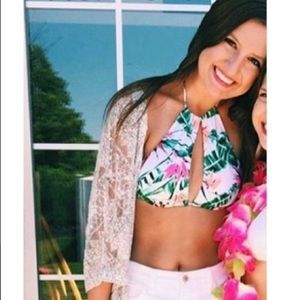 Pacsun floral Hawaiian halter neck bikini top